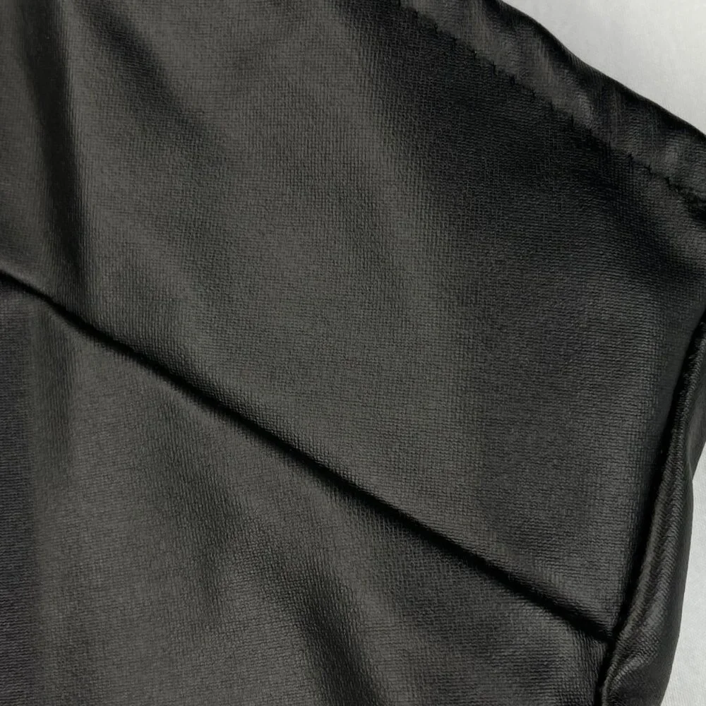 Black Faux Leather Corset Style Crop Top Sleeveless Underbust Size M - Picture 4 of 11